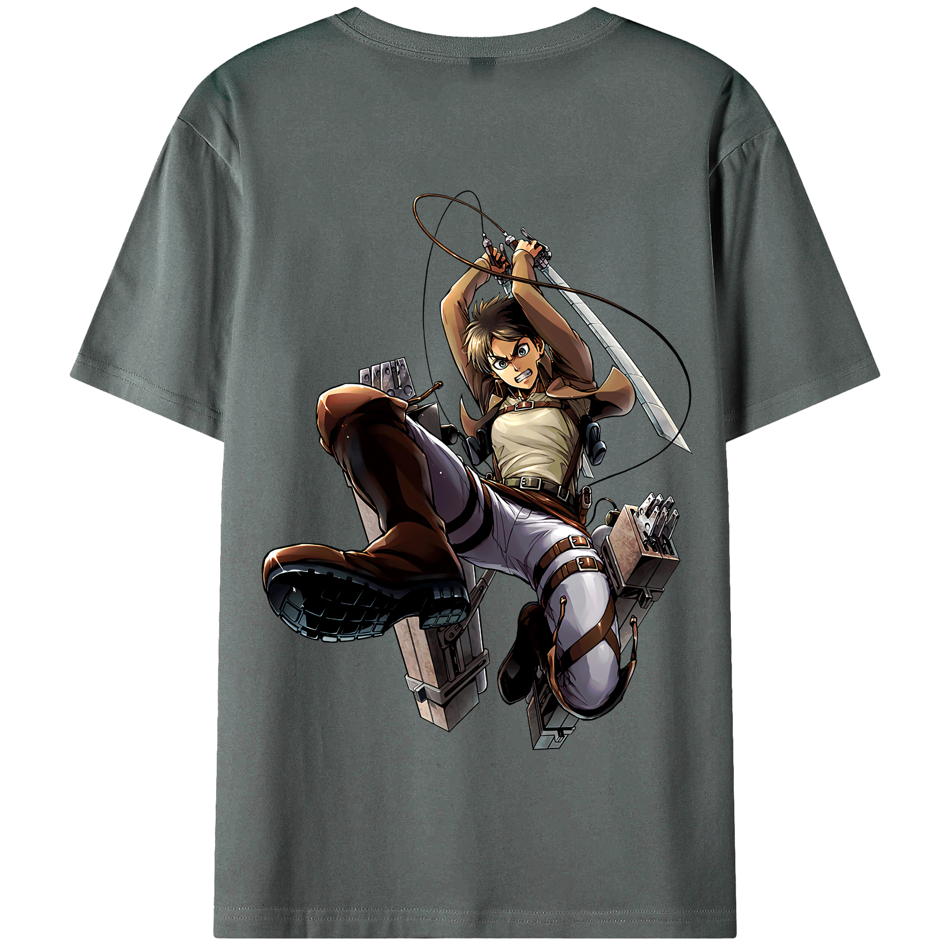 （画像用） 進撃の巨人 エレン･イェーガー Attack on Titan Eren Jäger 綿100％半袖Tシャツ（背面プリント）